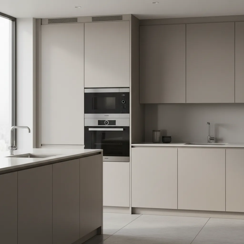 Kitchen appliance tower with built in microwave and oven