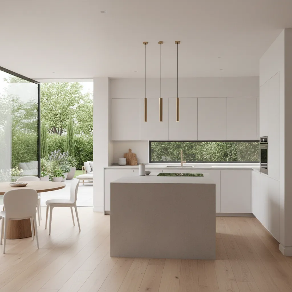 bright kitchen with exterior door leading to backyard patio