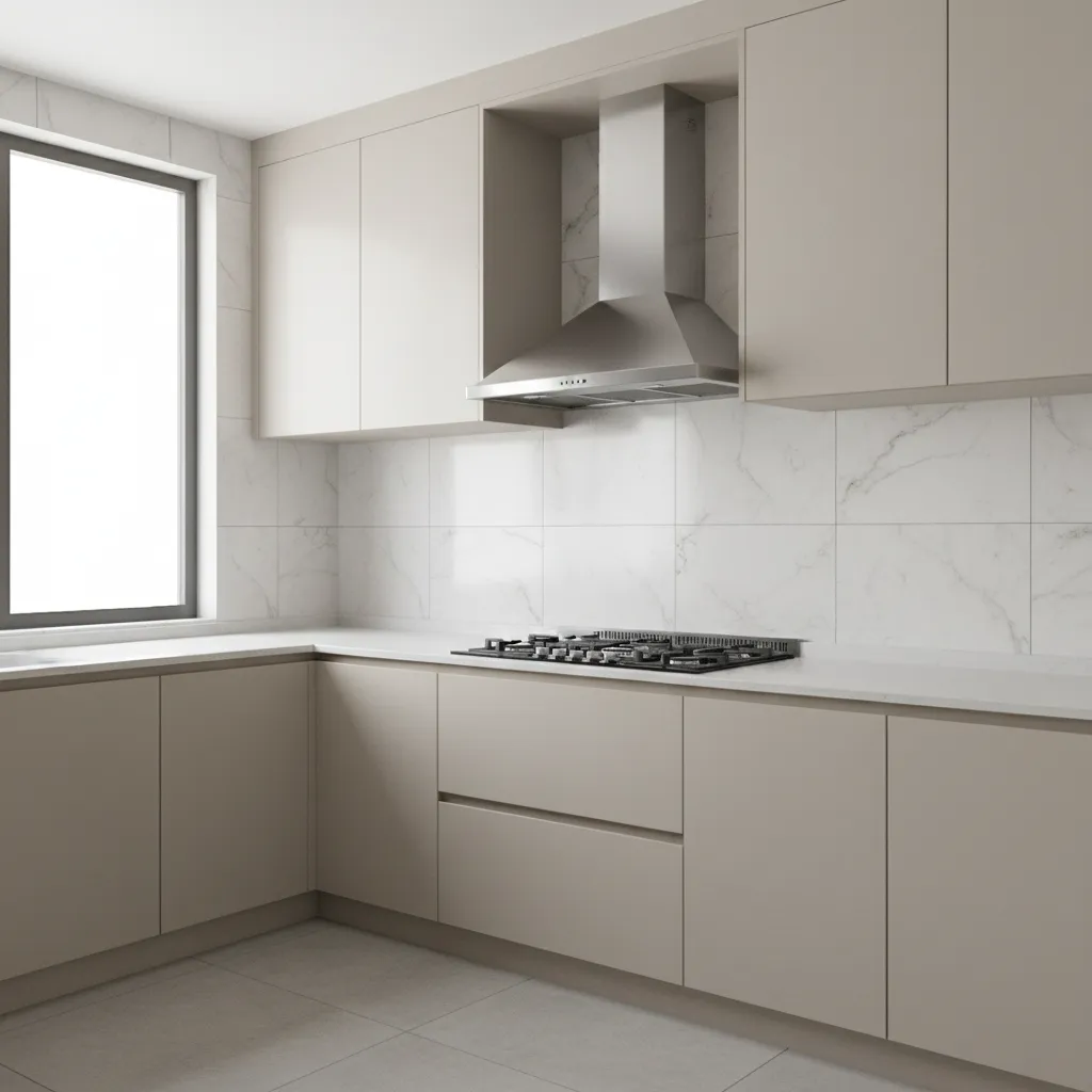 Modern kitchen backsplash protecting wall behind stove