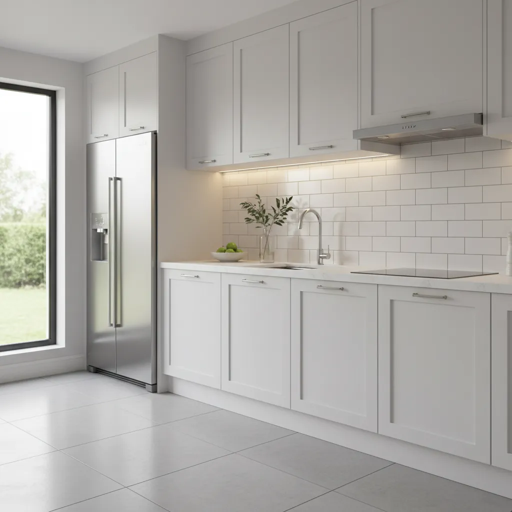 modern kitchen backsplash with white subway tiles behind countertop