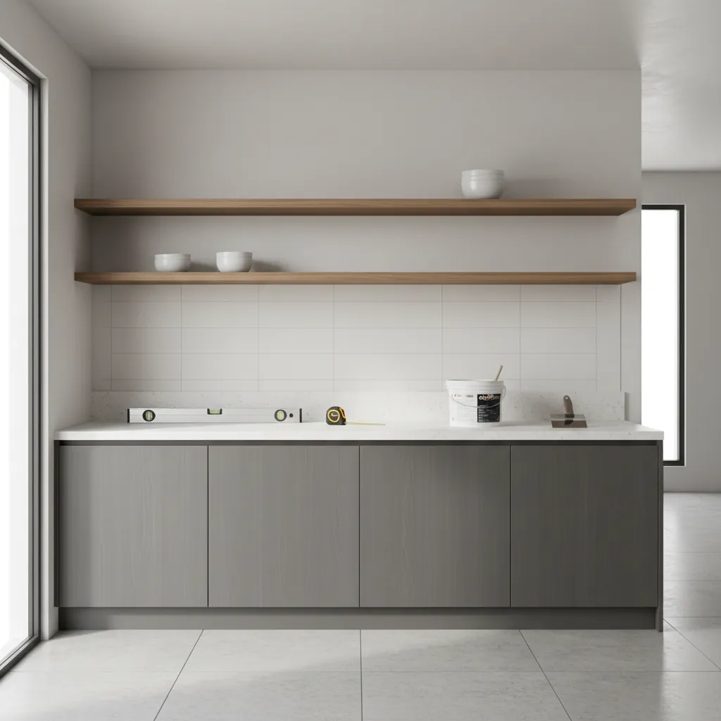 Preparing kitchen wall for backsplash tile installation