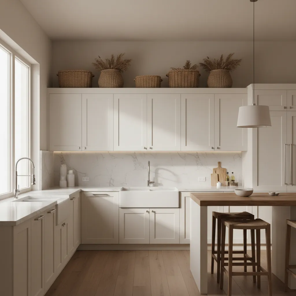 How Professional Kitchen Designers Use Baskets Above Cabinets
