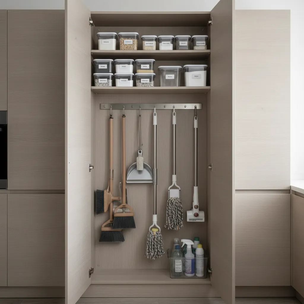 Safety Tips for Storing Cleaning Supplies in Kitchen Broom Cabinets