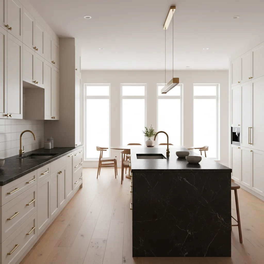 Kitchen Cabinet Color Ideas with Black Granite