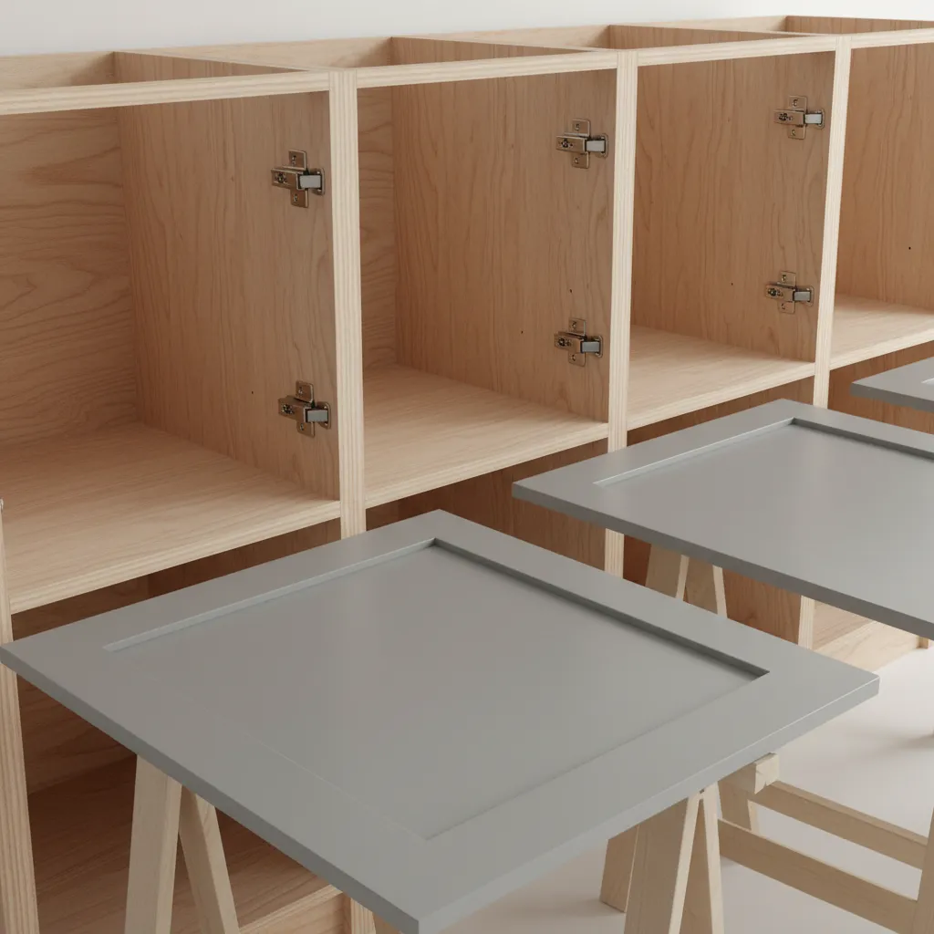 close view of kitchen cabinet construction and materials