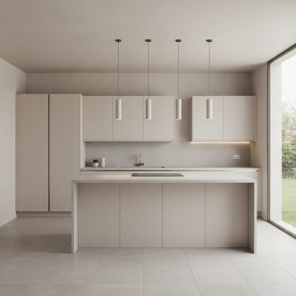 Kitchen layout showing cabinet height options relative to ceiling