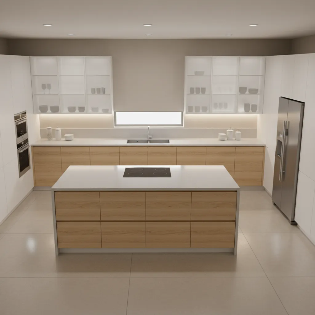 kitchen cabinet layout with island and wall cabinets