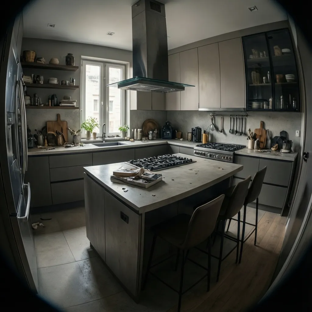 modern kitchen showing base cabinets wall cabinets and island storage layout