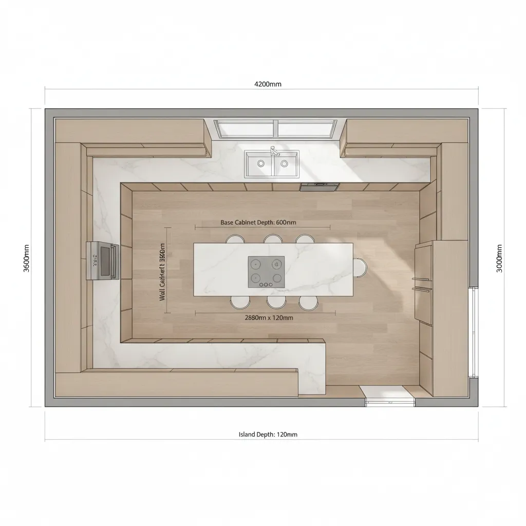 kitchen floor plan with cabinet layout planning