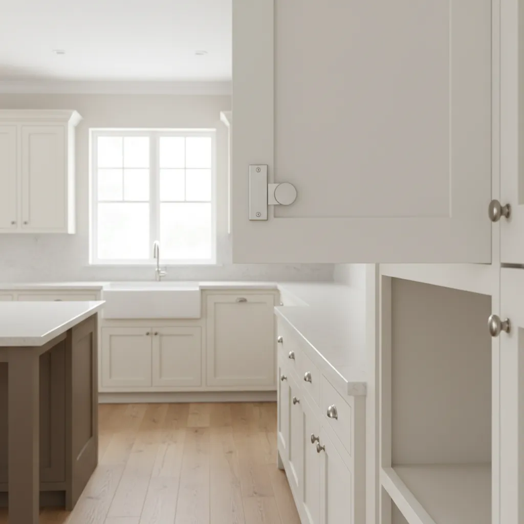 magnetic cabinet latch used inside residential kitchen cabinet