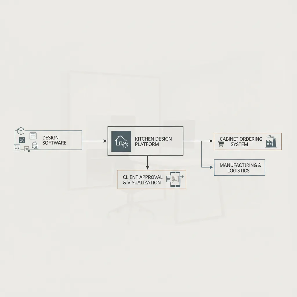 Diagram showing kitchen cabinet design connecting to ordering system