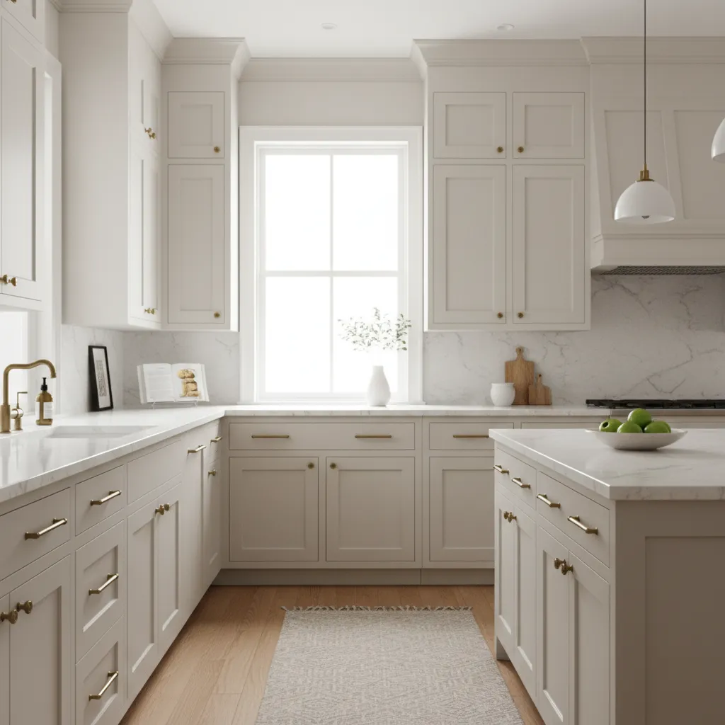 kitchen with freshly painted cabinets showing modern updated look