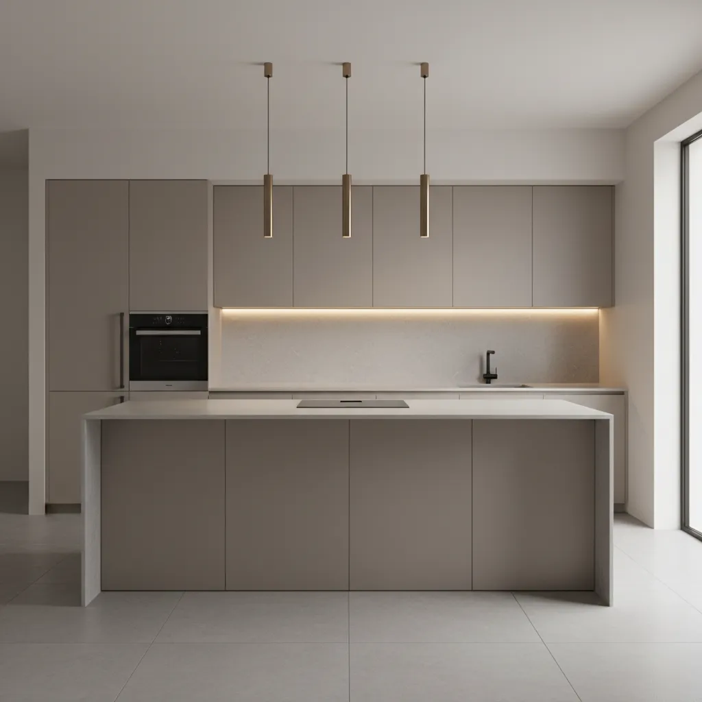 Kitchen cabinet soffit installed above upper cabinets