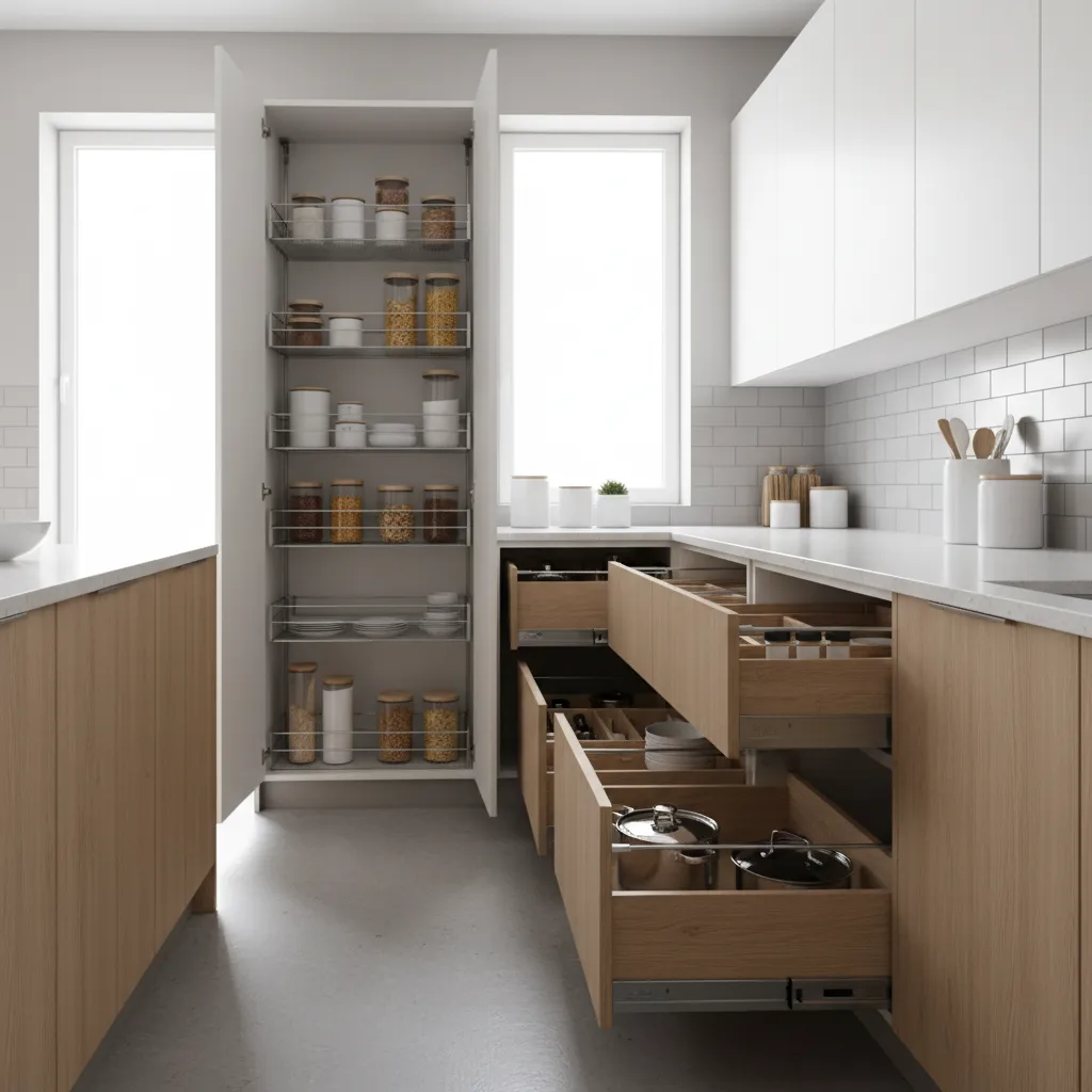 kitchen cabinet pull out drawers and pantry storage systems