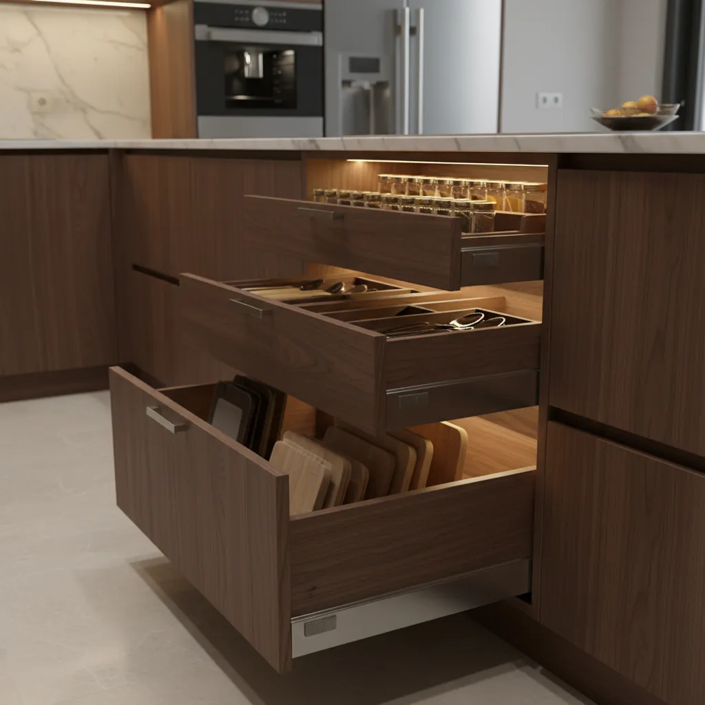 Kitchen cabinet storage pull out drawers and organizers