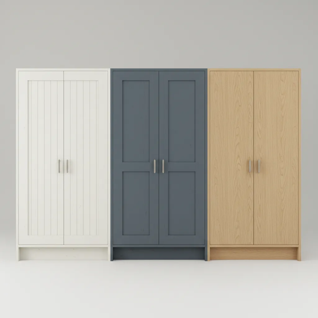 Comparison of fluted, shaker, and flat panel kitchen cabinet styles