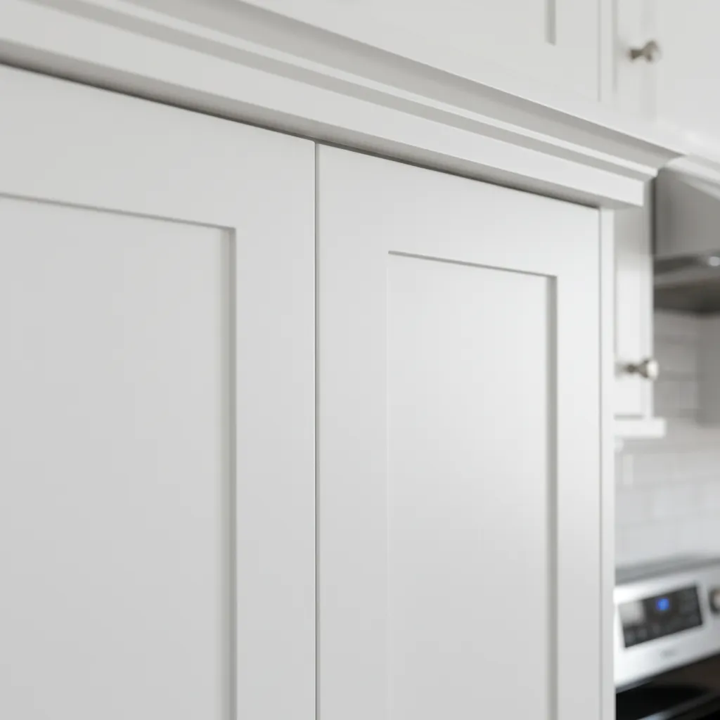close up of kitchen cabinet filler panels and trim pieces