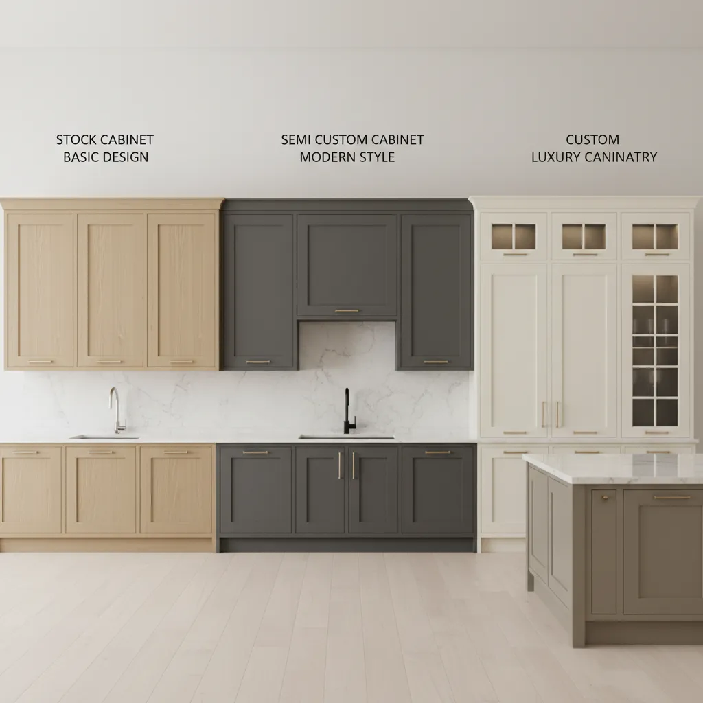 comparison of stock semi custom and custom kitchen cabinets
