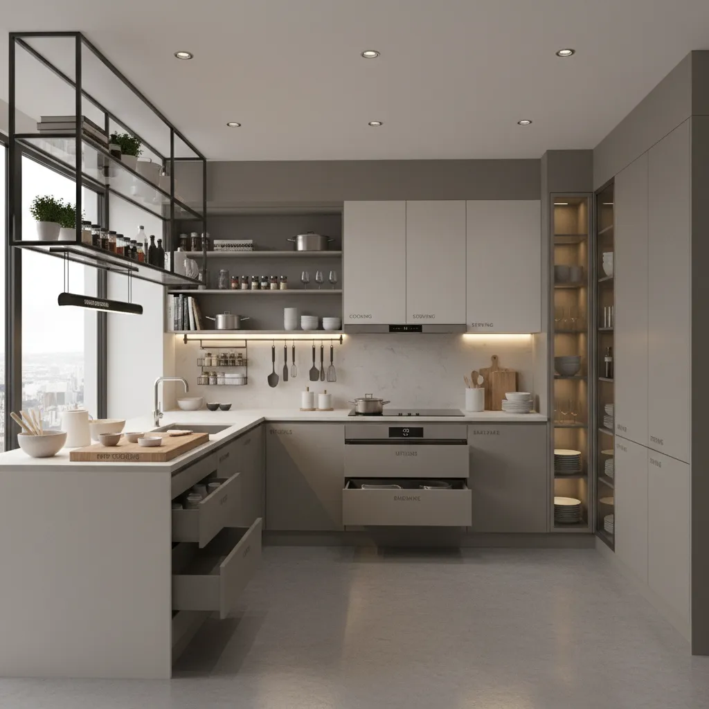 kitchen cabinet organization by cooking workflow zones