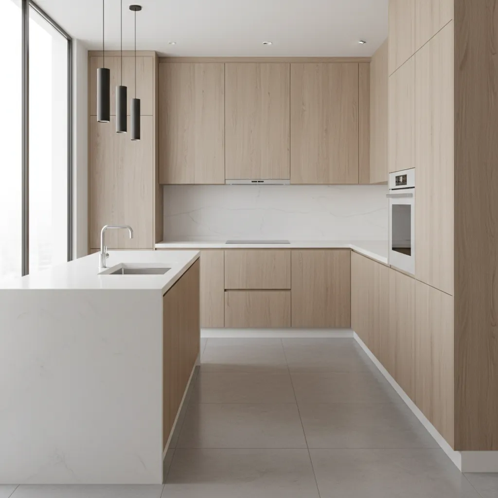 Kitchen cabinets covered with modern vinyl wrap finish