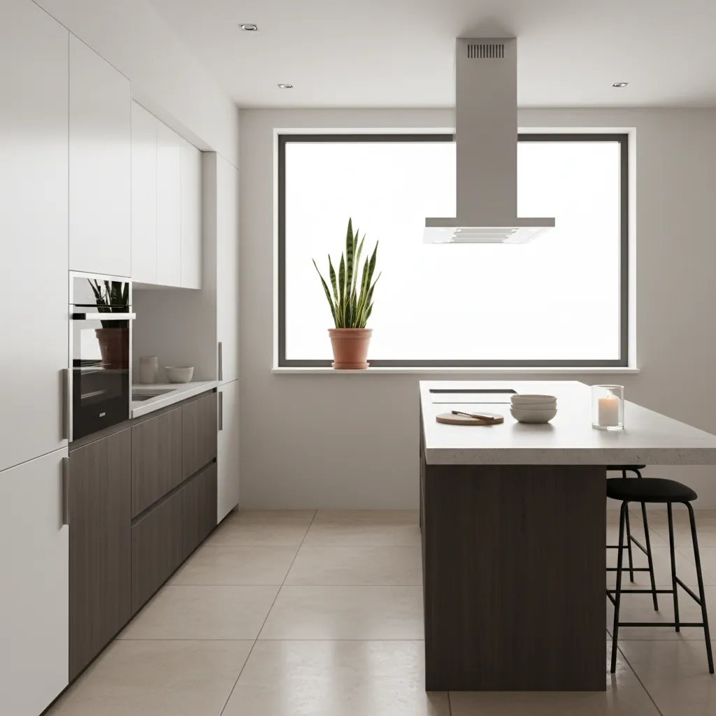 candle placed on corner of kitchen counter away from stove