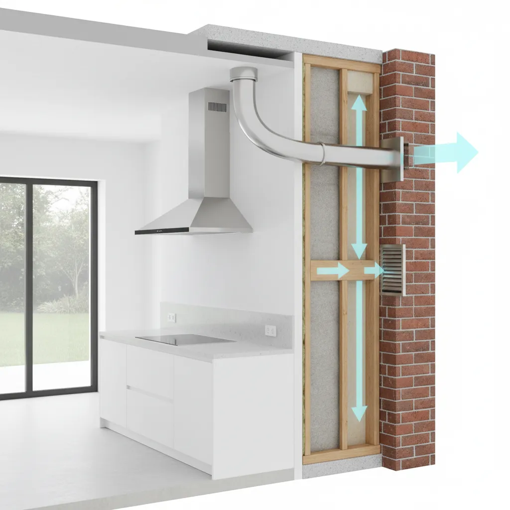 kitchen chimney duct ventilation layout inside wall