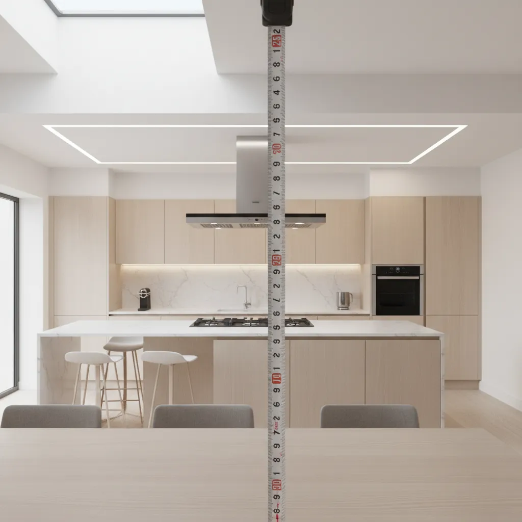 kitchen chimney installed at correct height above cooktop