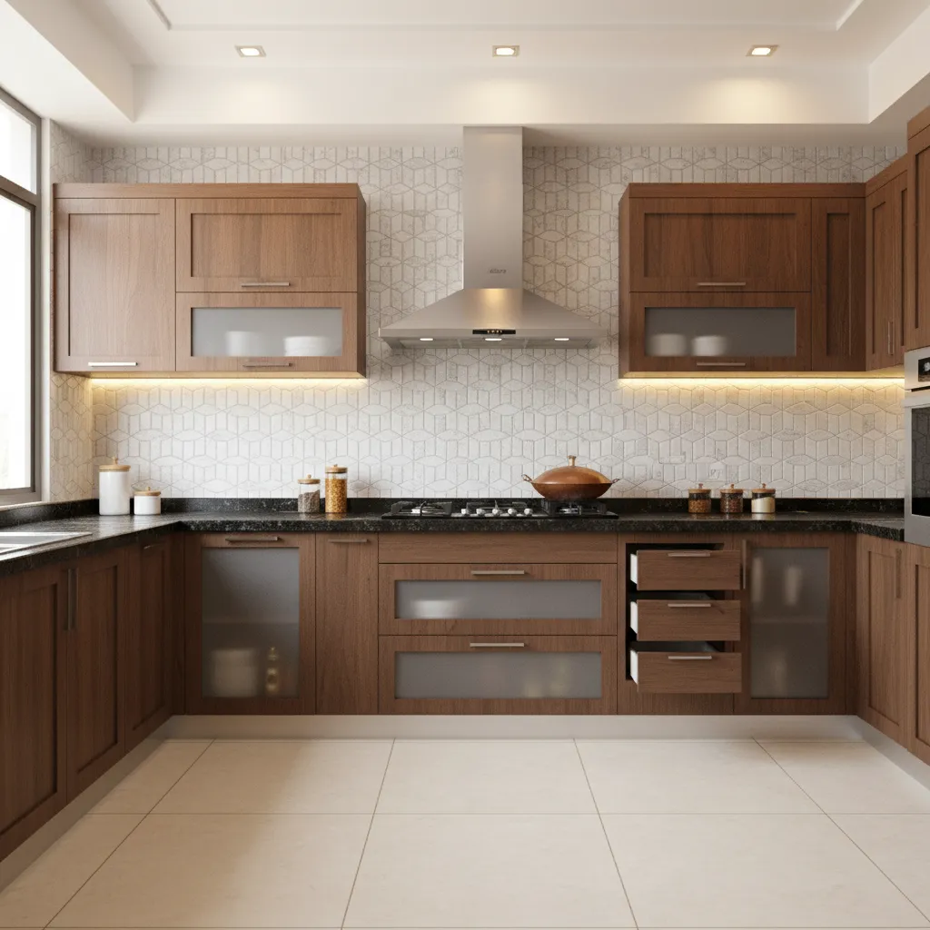 modern kitchen chimney ventilation system above stove