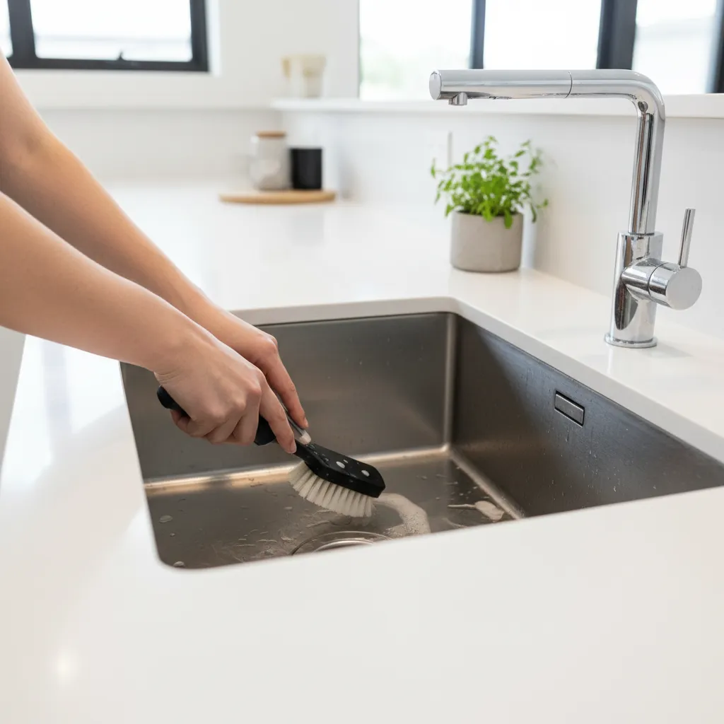 cleaning kitchen sink drain to prevent drain flies
