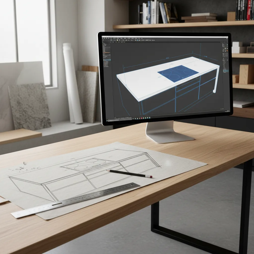 Kitchen Counter Drawing vs CAD Countertop Design: Key Differences