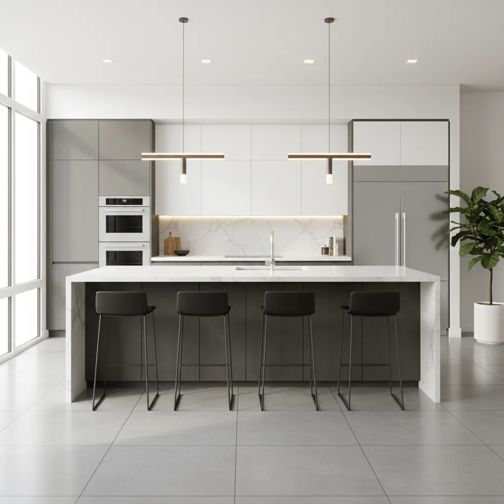 Modern kitchen island countertop layout designed in planning software