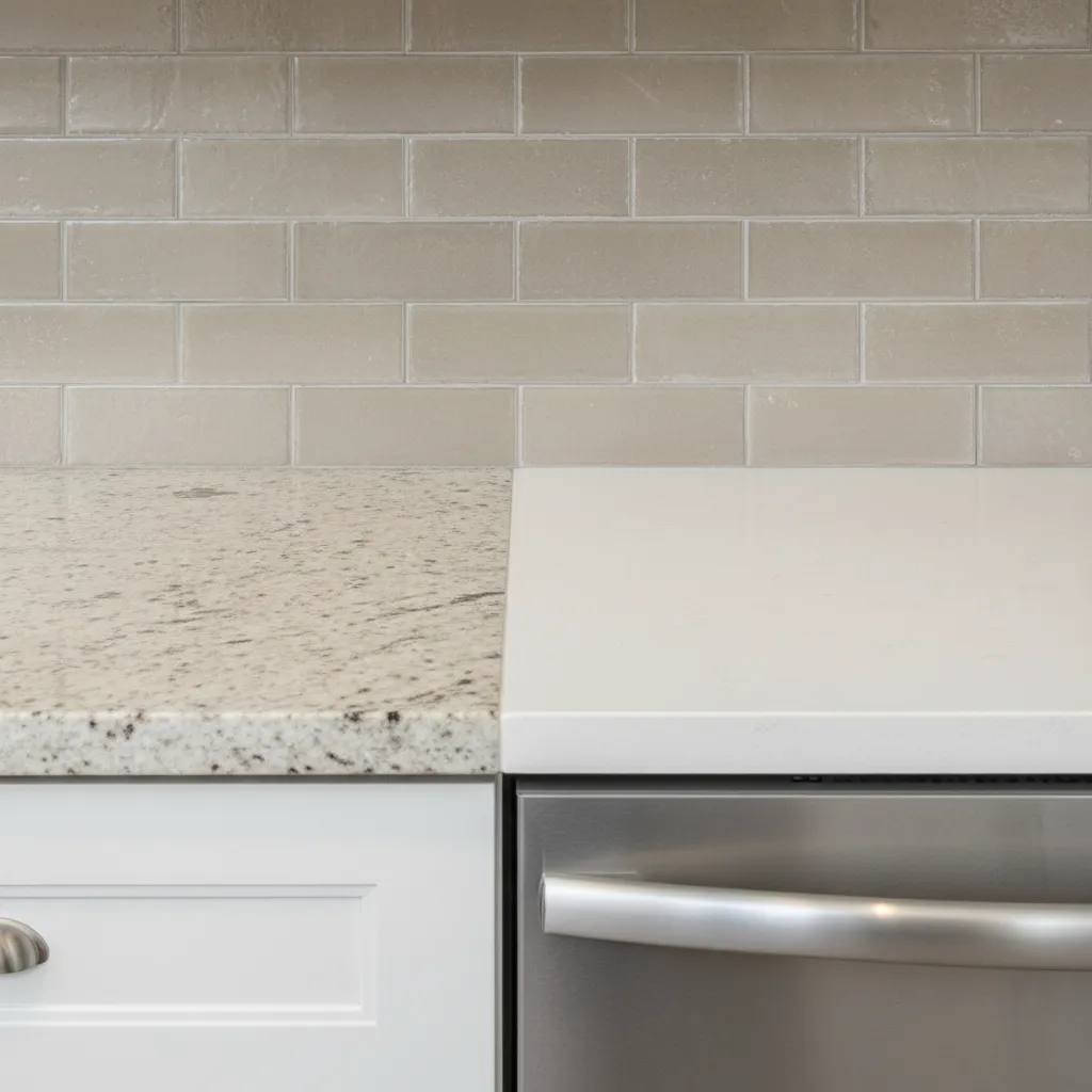 close view of granite quartz and stainless steel kitchen surfaces