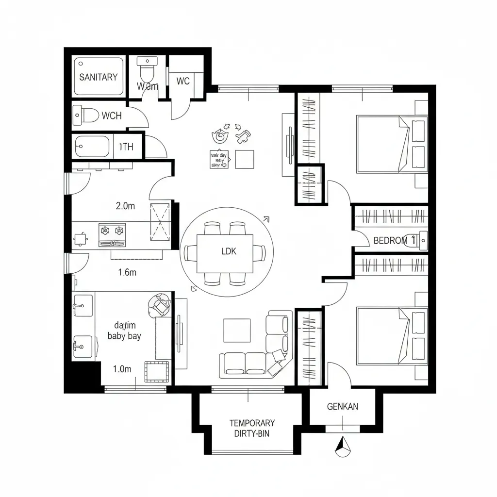 キッチン隣接の昼間ベイ