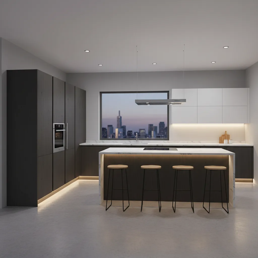 3d kitchen design visualization showing cabinet placement planning