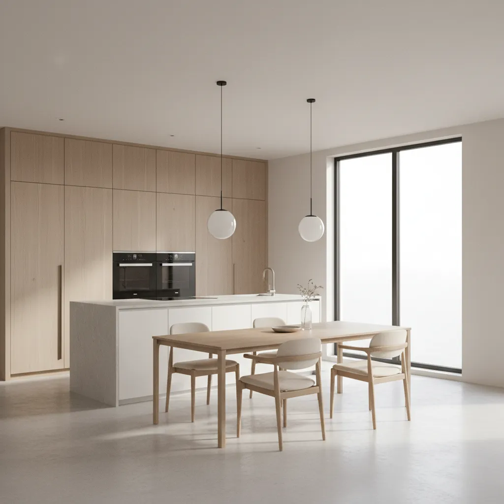 kitchen dining table with clear walking space around chairs