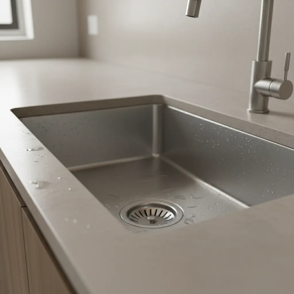 kitchen sink drain where small flies often breed