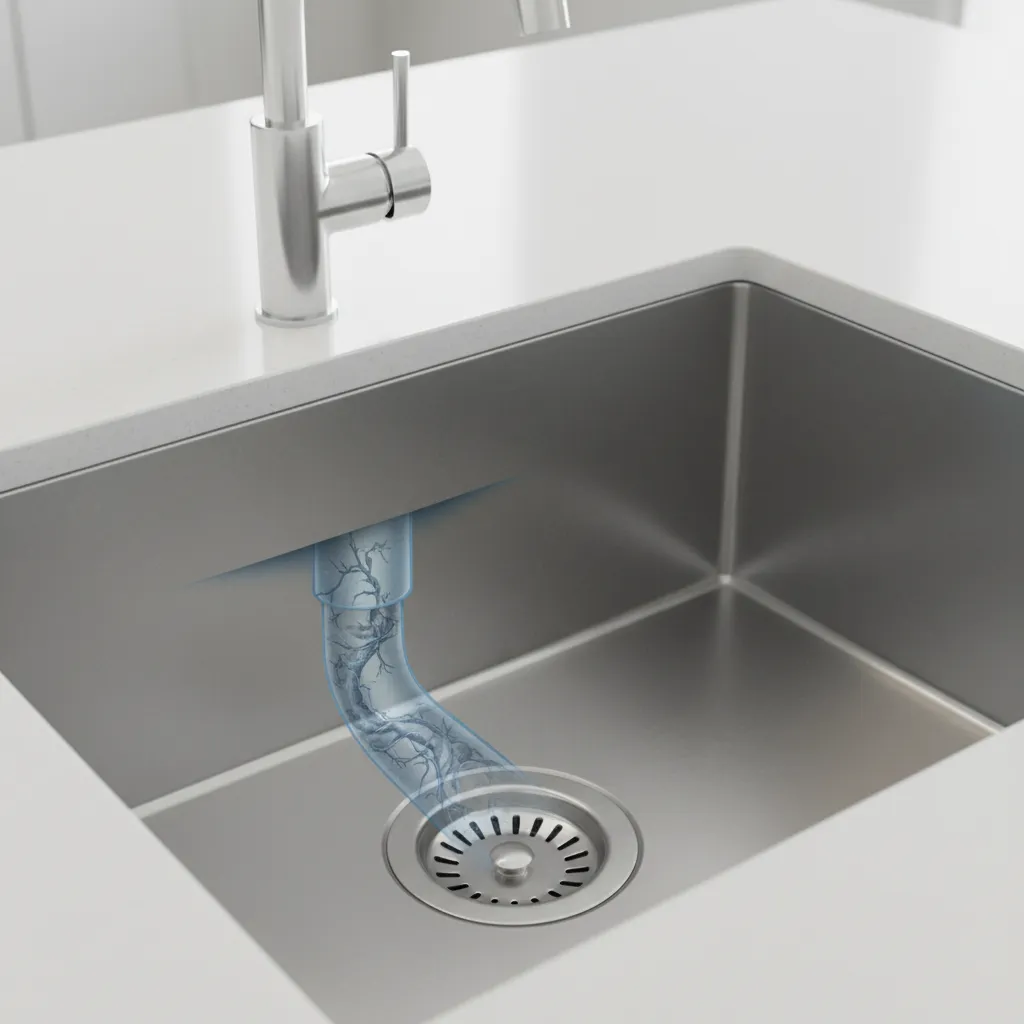 kitchen sink drain area showing where fruit flies breed