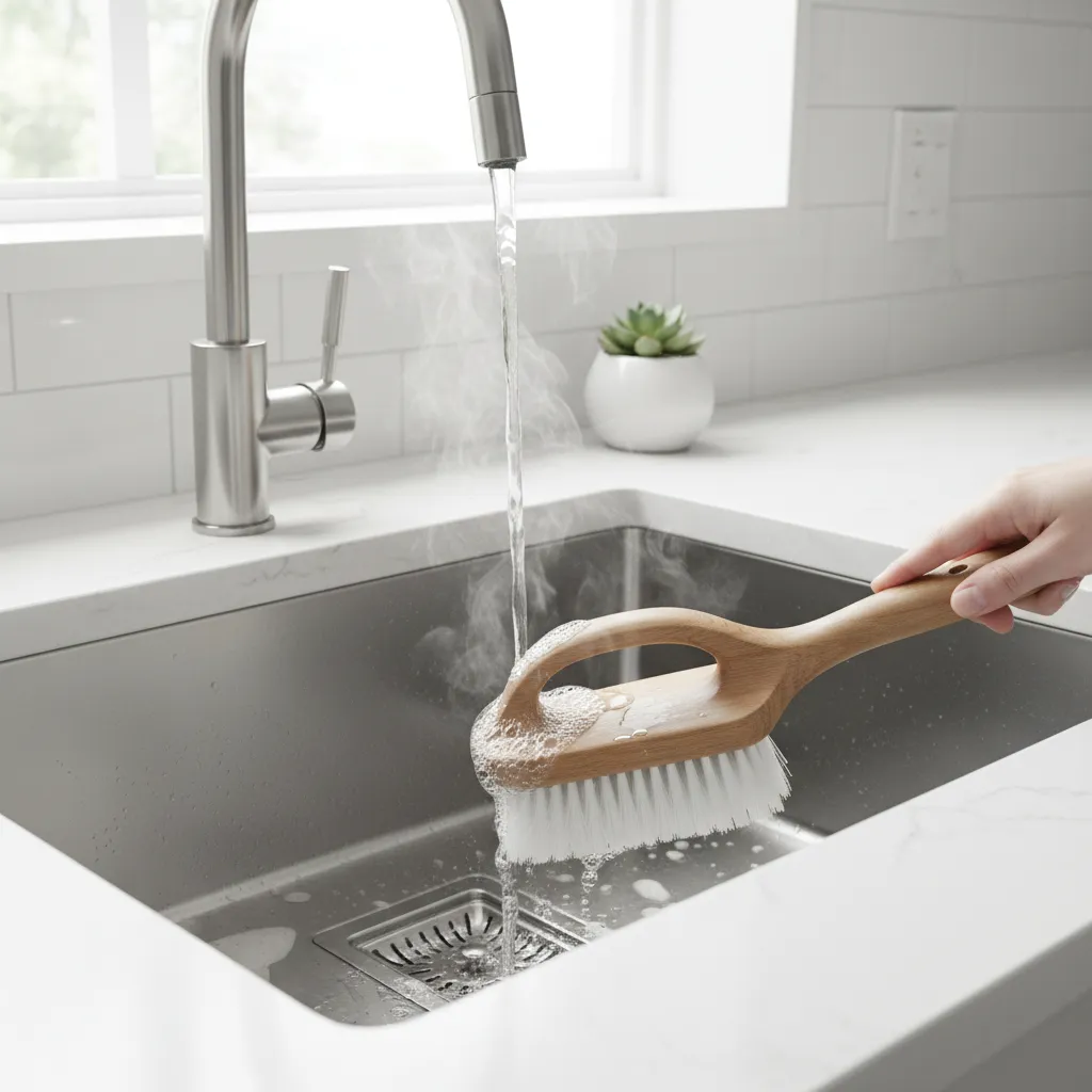Cleaning a kitchen sink drain to eliminate drain flies and insect breeding spots