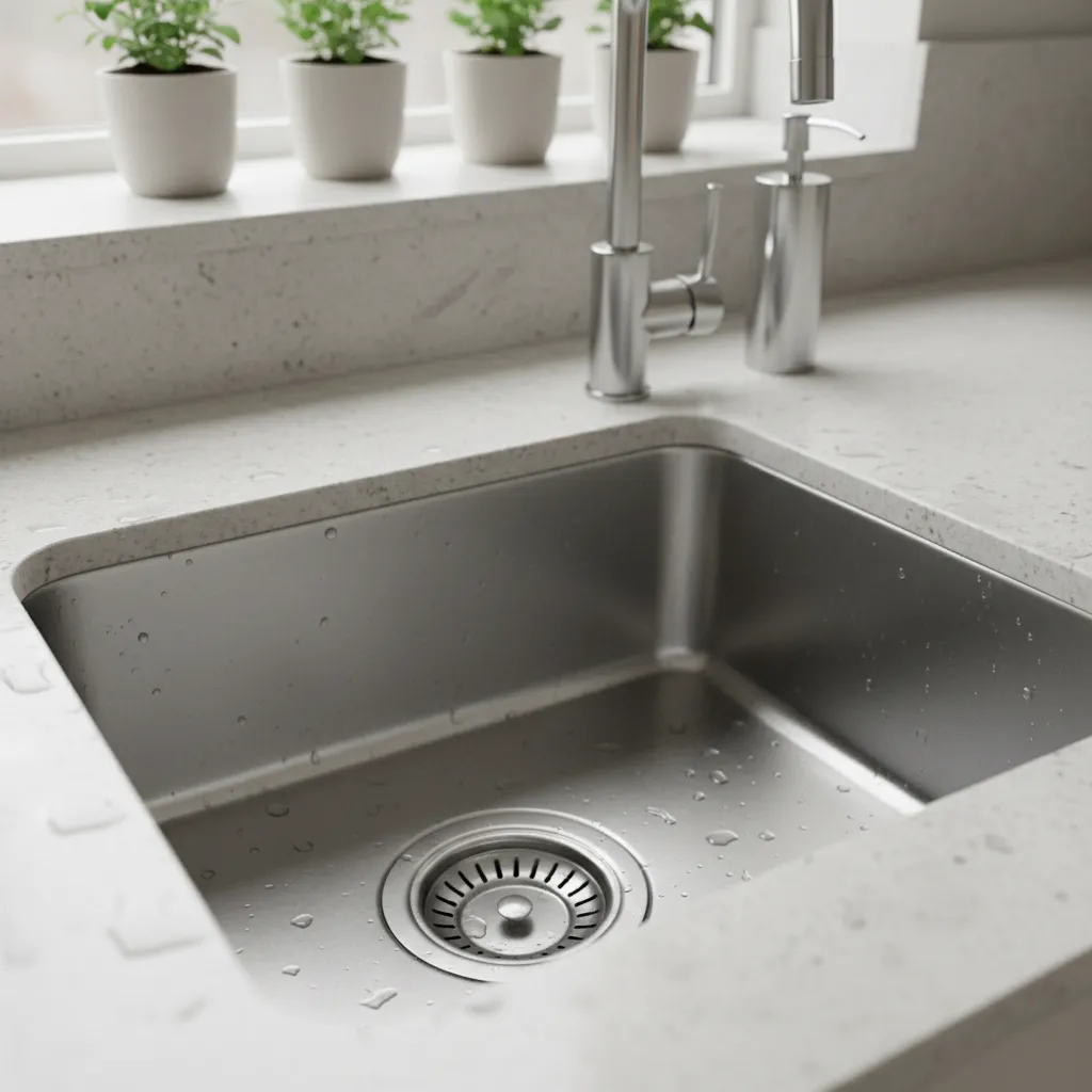 kitchen sink drain area where drain flies breed