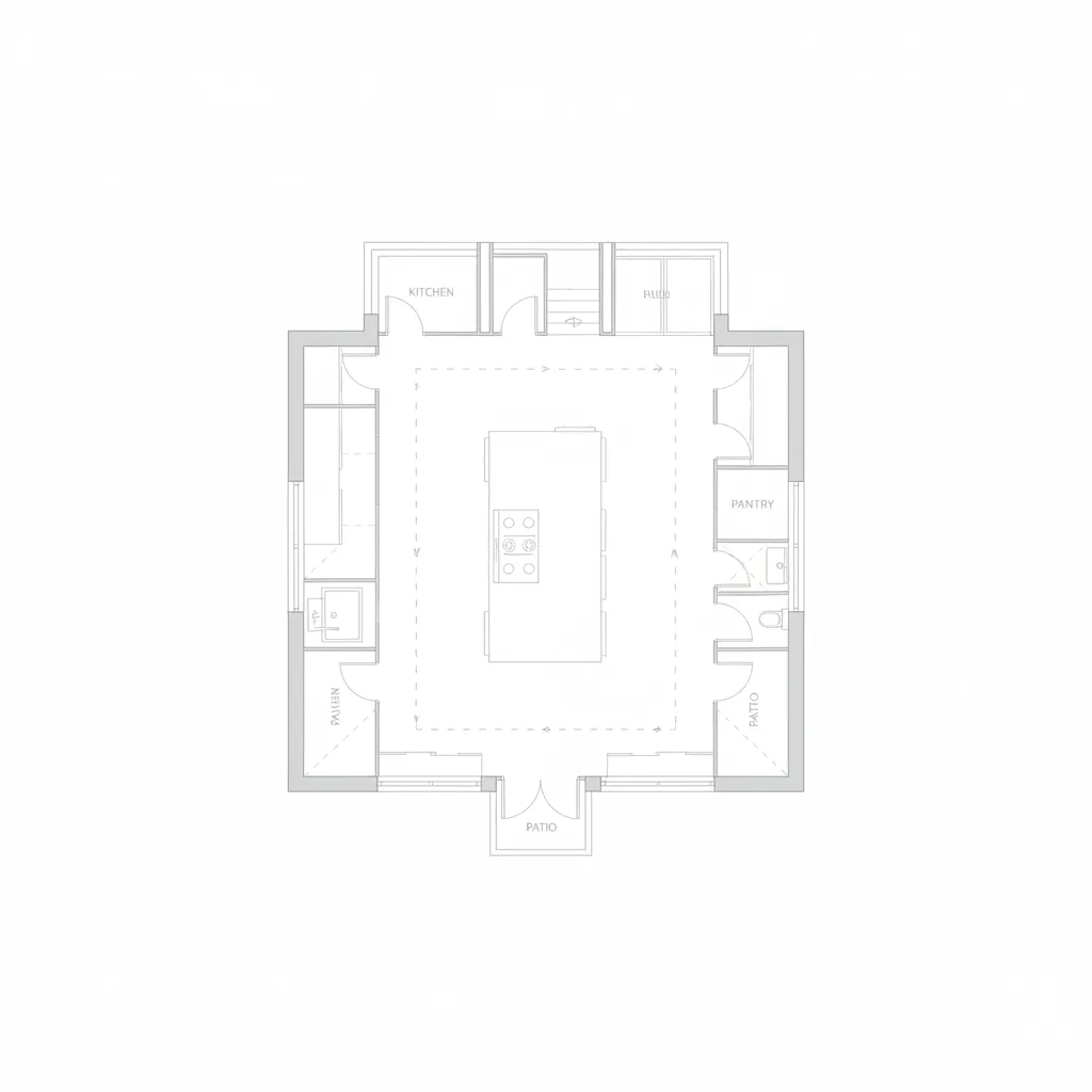 kitchen extension floor plan showing island layout and circulation