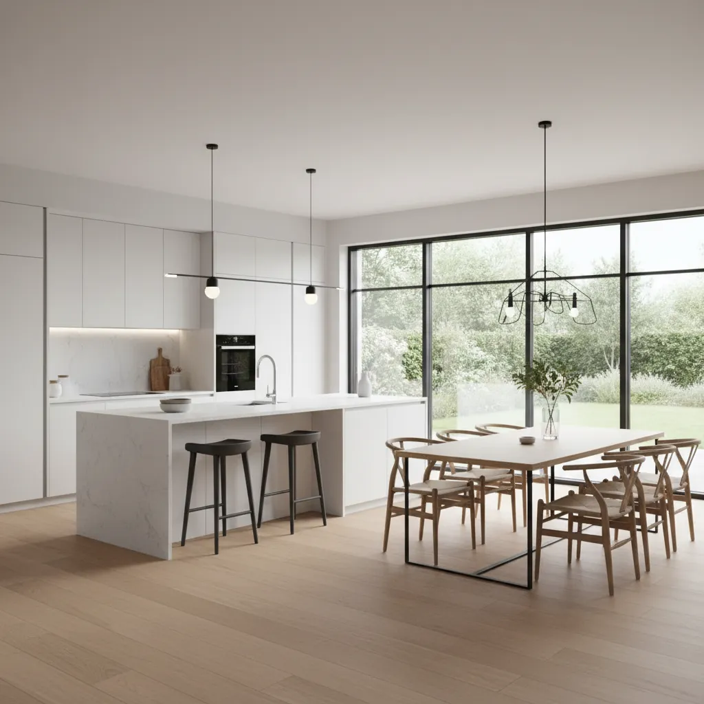 open plan kitchen extension with island and dining area