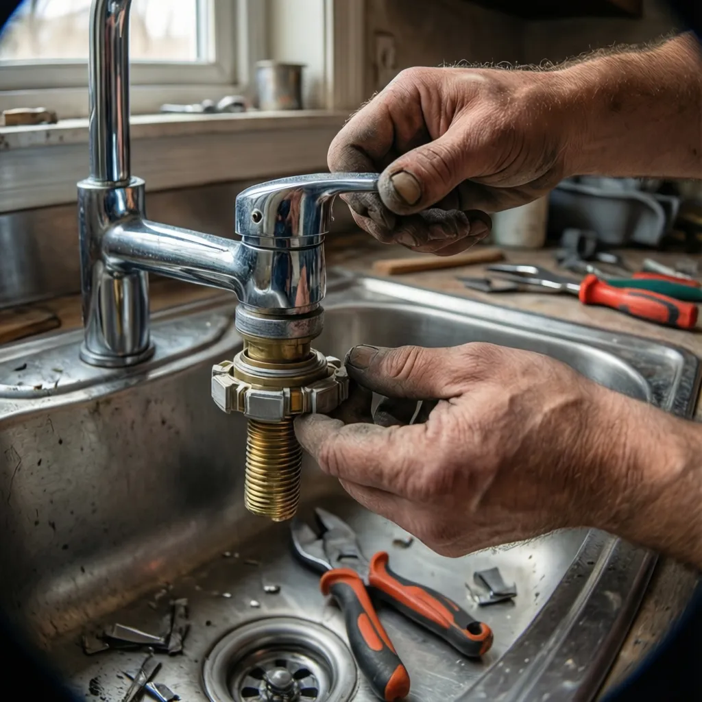 removing cartridge from kitchen faucet during repair