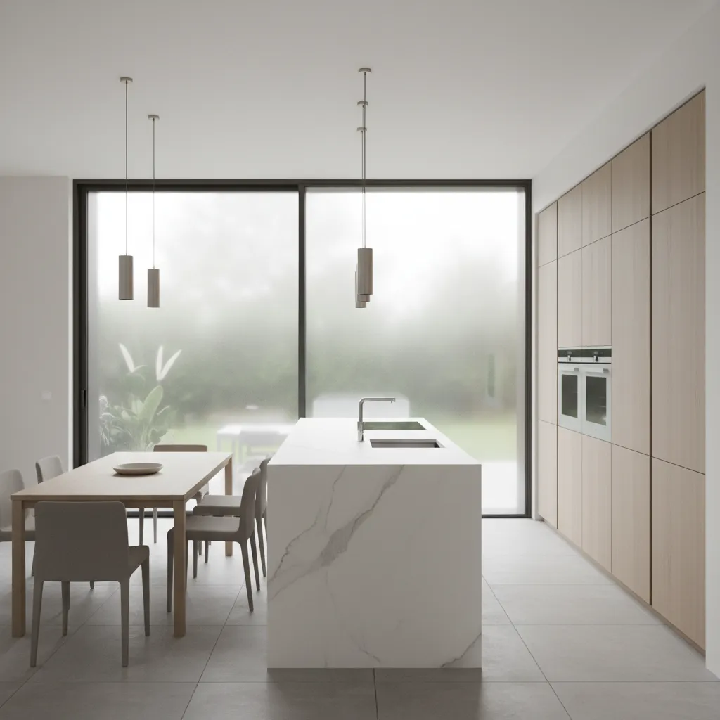 Condensation between glass panes of a kitchen exterior door