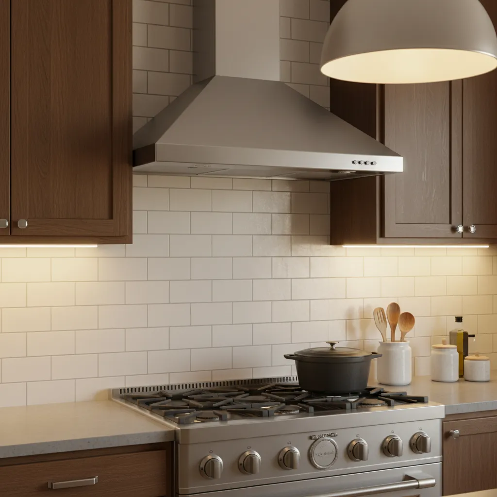 Kitchen cabinets near stove with visible grease buildup