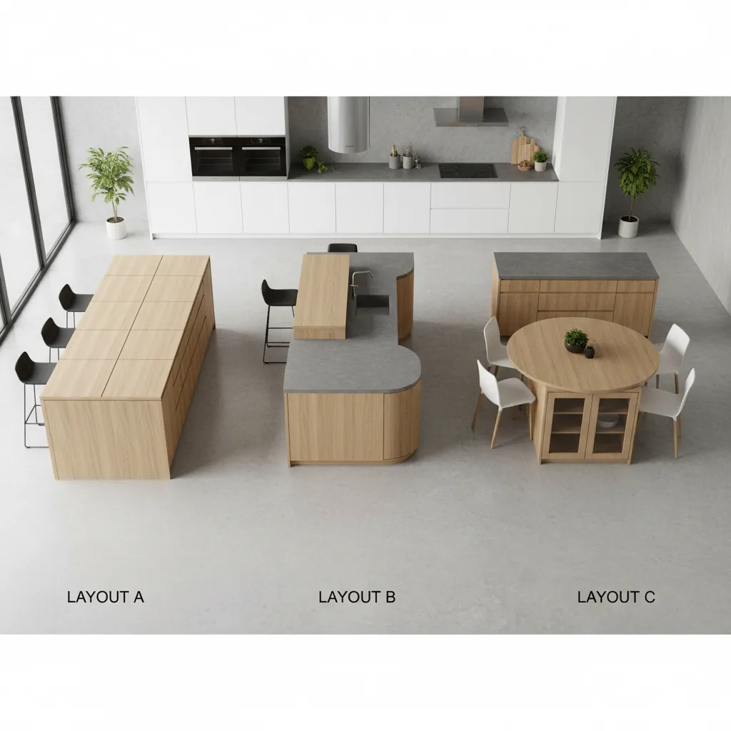 Different cabinet layouts for kitchen island design
