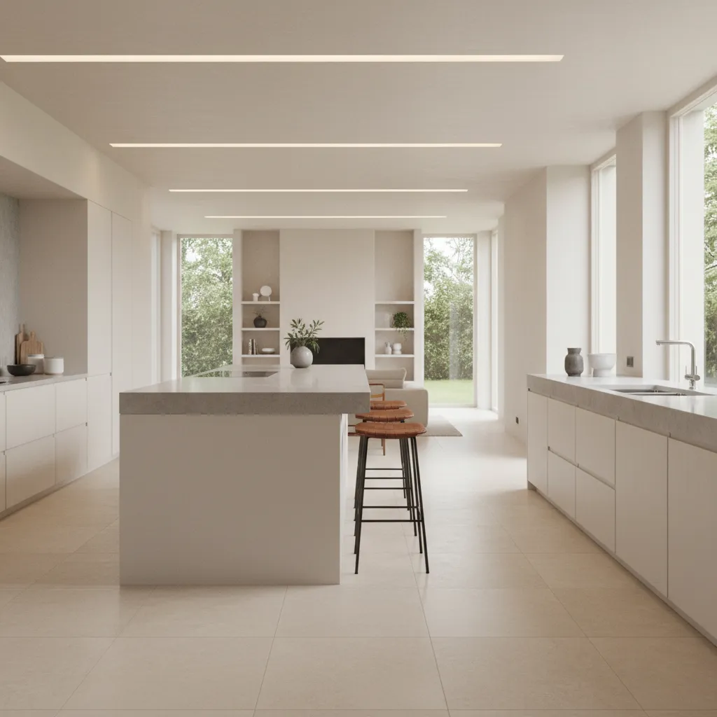 kitchen layout showing walkway clearance behind island stools