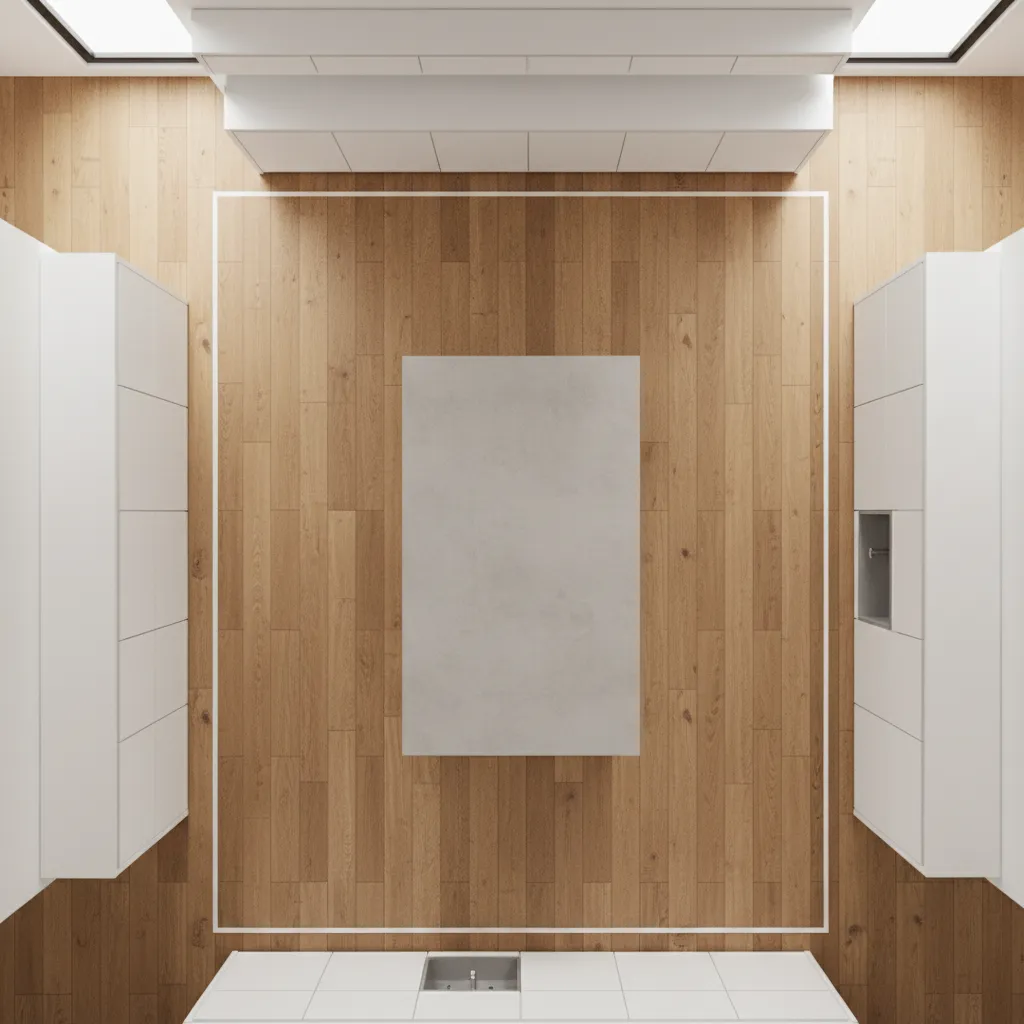 Kitchen island clearance example showing walking space around island