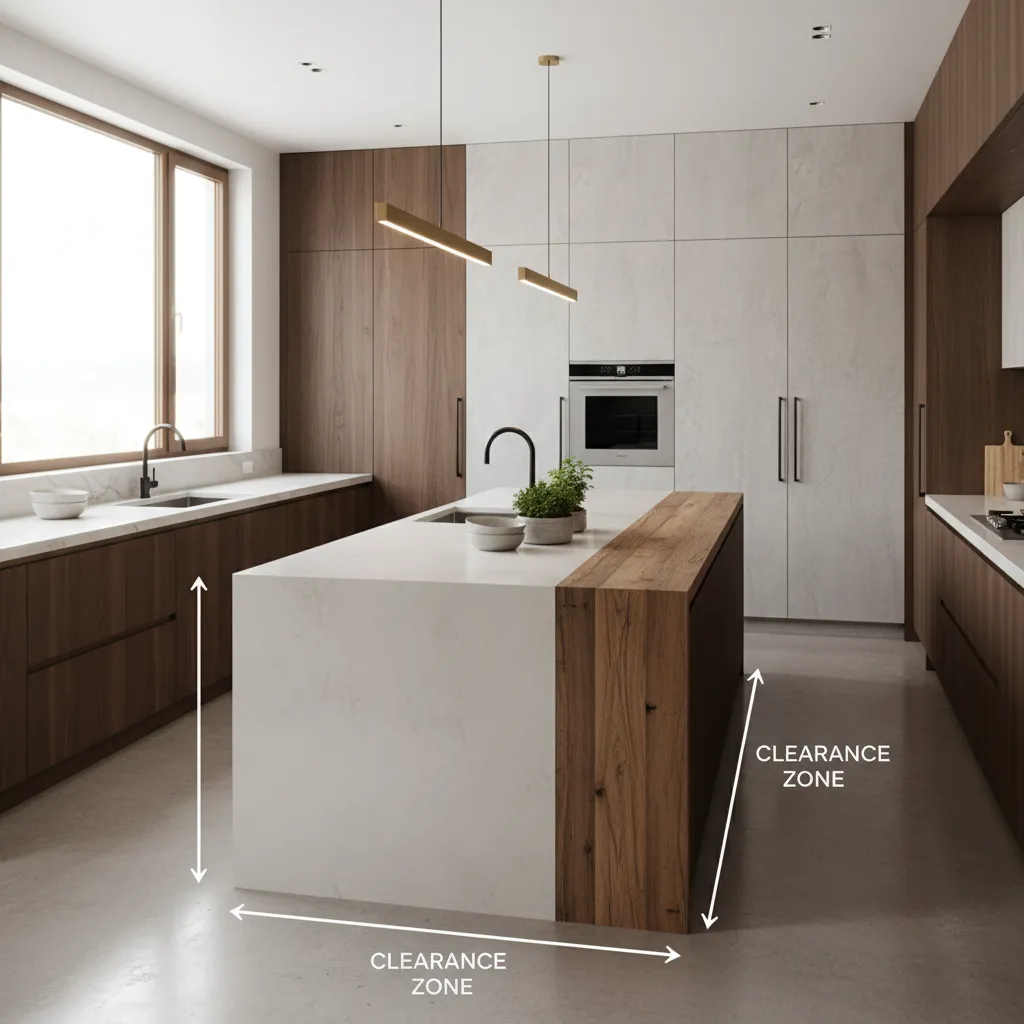 kitchen island spacing and walkway clearance in modern kitchen design