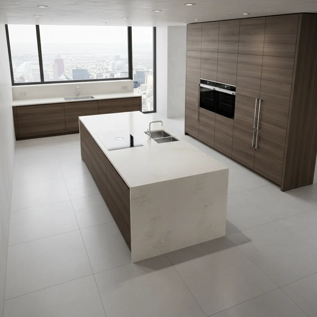 Kitchen layout showing circulation space around an island