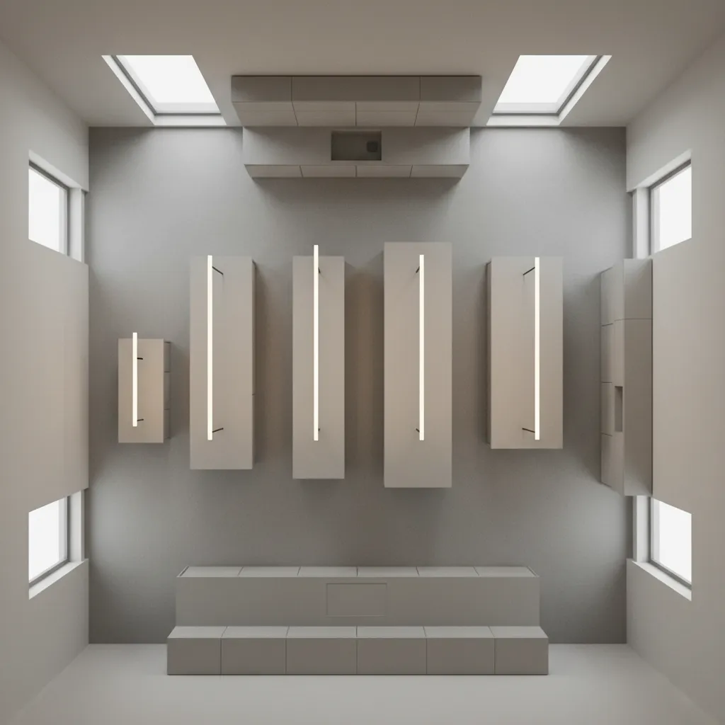 Comparison layout showing different island lengths paired with proportional linear lighting